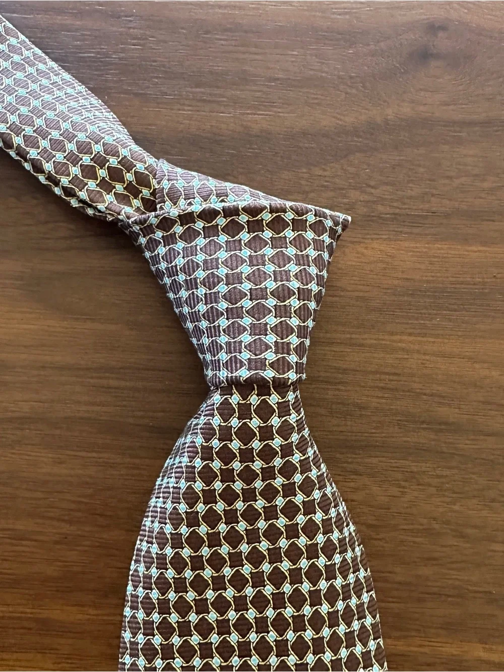 Luigi Borrelli Brown Geometric Silk Tie